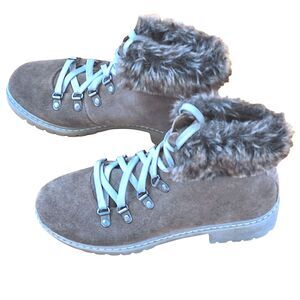 Bass Aubrey Leather Retro Style Hiking Fur Trim Fall Winter Ankle Boots 6.5